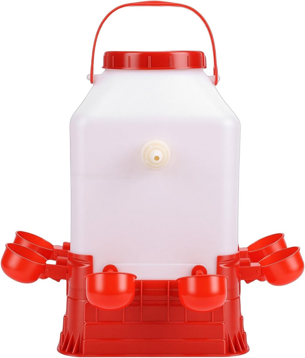 Automatische Waterbak voor Pluimvee, Kunststof Waterdispenser voor Kippen van 10 Liter met 4 Kommen voor Boerderij en Achtertuin, Ideaal voor Dierenverzorging en Efficiënt Watergebruik