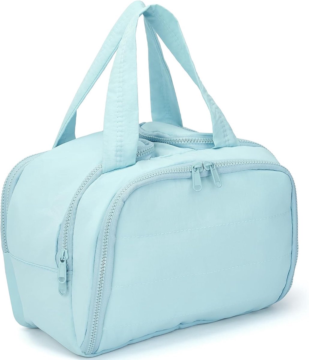 Toilettas groot - blauwe cosmetische tas - innovatieve indeling - perfect voor reizen - ShopVlot