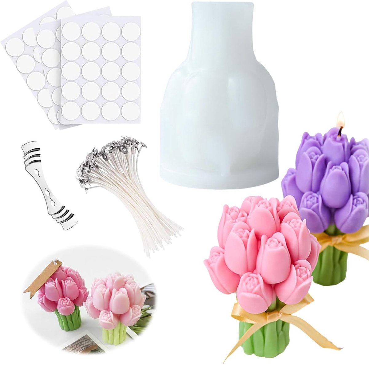 3D siliconen bloemenvorm voor het maken van tulpen, boeketten en handgemaakte zeep creaties