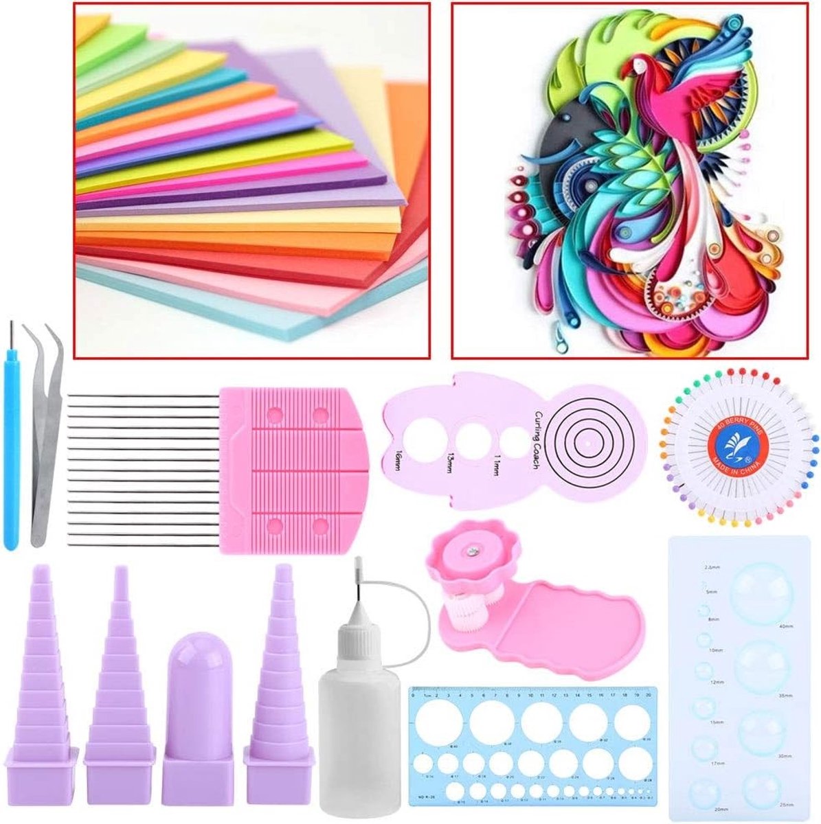 Complete quilling set voor beginners met handleiding, gereedschap en duurzame opbergtas, inclusief premium papierkruller en quillingbord