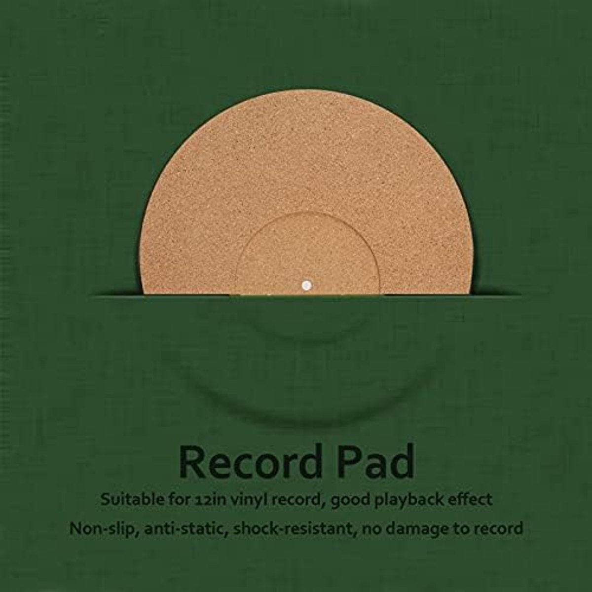 Draaiplateau mat 12 inch - kurk - antislip - verbetert geluidskwaliteit - ShopVlot