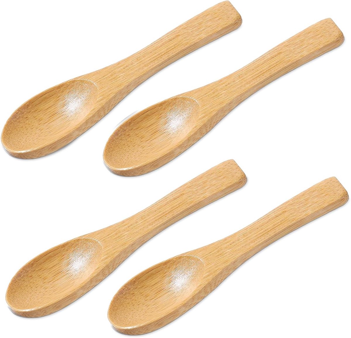 Set van 4 kleine houten lepels, 9x2cm, mini lepel voor kruiden, honing en suiker, milieuvriendelijk keukengerei