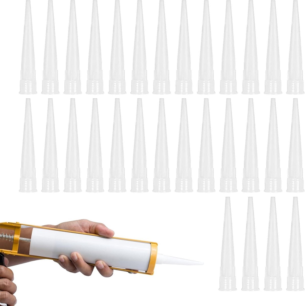 Verpakking met 30 Stuks Spuitmonden en Silicone Hoofden voor Lijm en Spuitpistolen, Ideaal voor Precisie en Efficiëntie