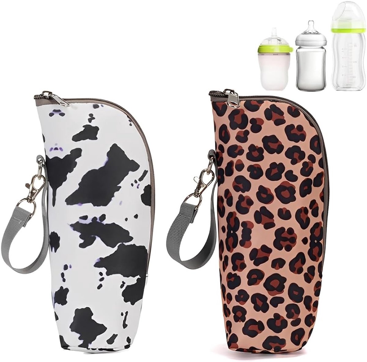 Koeltas voor Babyflessen - Draagbare Isolatie Tas voor Reizen, Hangende Tas voor Kinderwagens en Buitenactiviteiten, Leopard Print