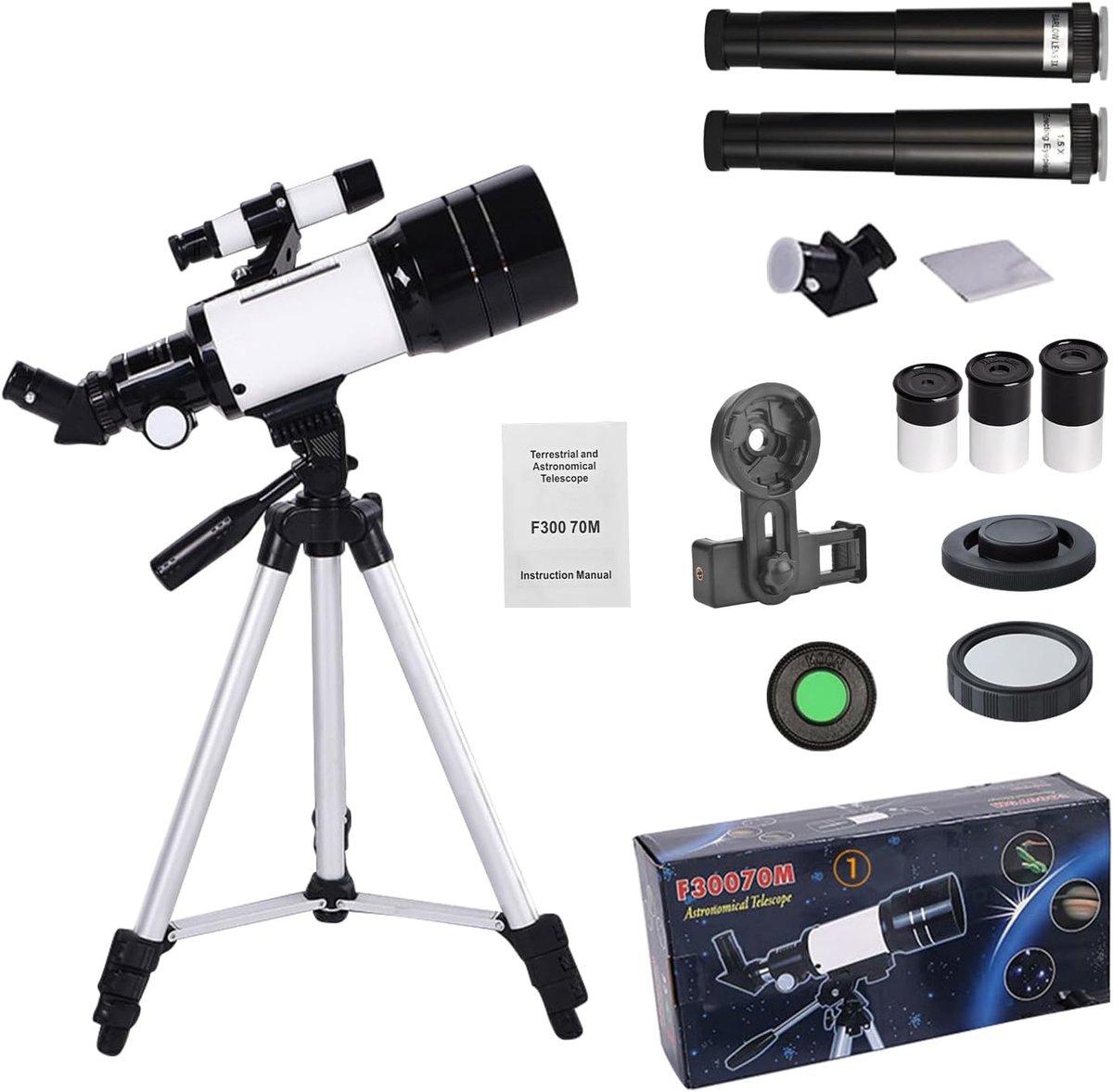 Acesome Telescope for Children and Beginners, 15 x 150 x Astronomical Refractor Telescope with Extendable Tripod - ShopVlot