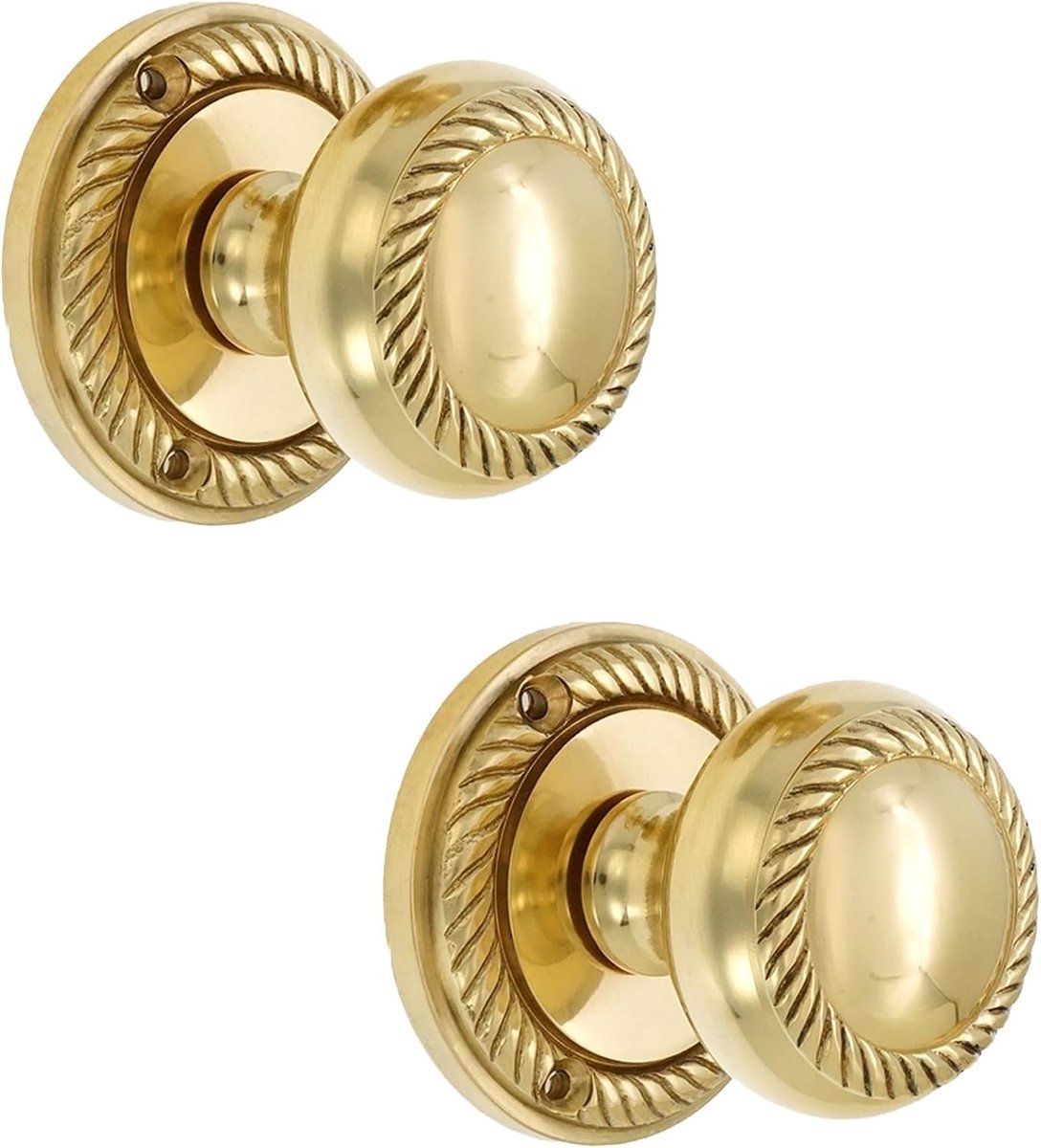 Infinity Decor Massief messing Georgisch touw ontwerp insteekdeurknoppen set 50 mm - ShopVlot