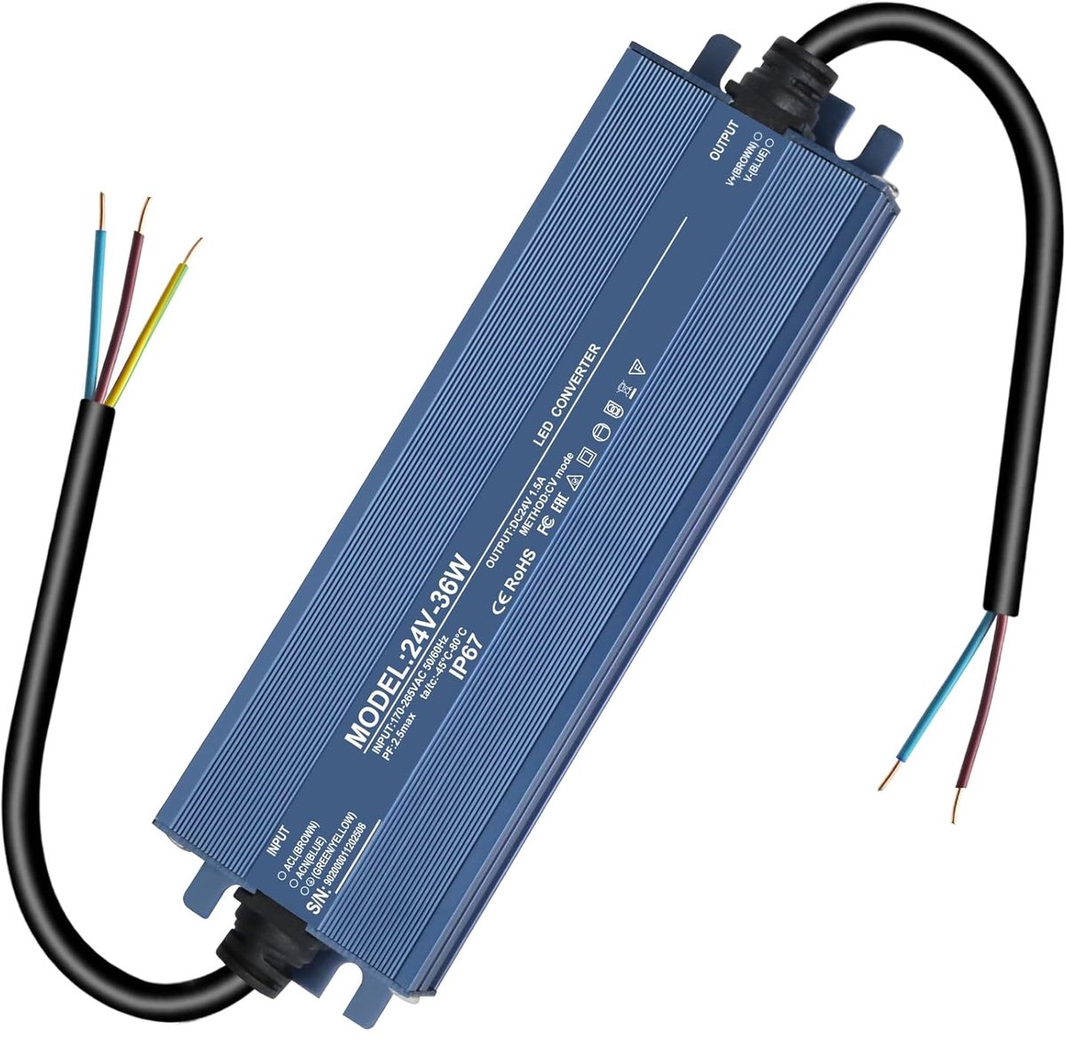 LED transformer 24V 1.5A, IP67 waterproof LED transformer 24V 36W, transformer 230V to 24V, led power supply 24V, LED - ShopVlot