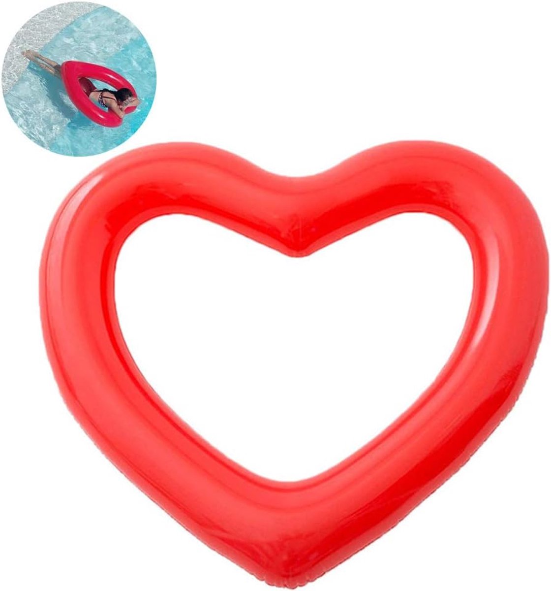 Heart shaped swimming ring inflatable love swimming ring girl swimming ring red inflatable vinyl summer pool or beach - ShopVlot