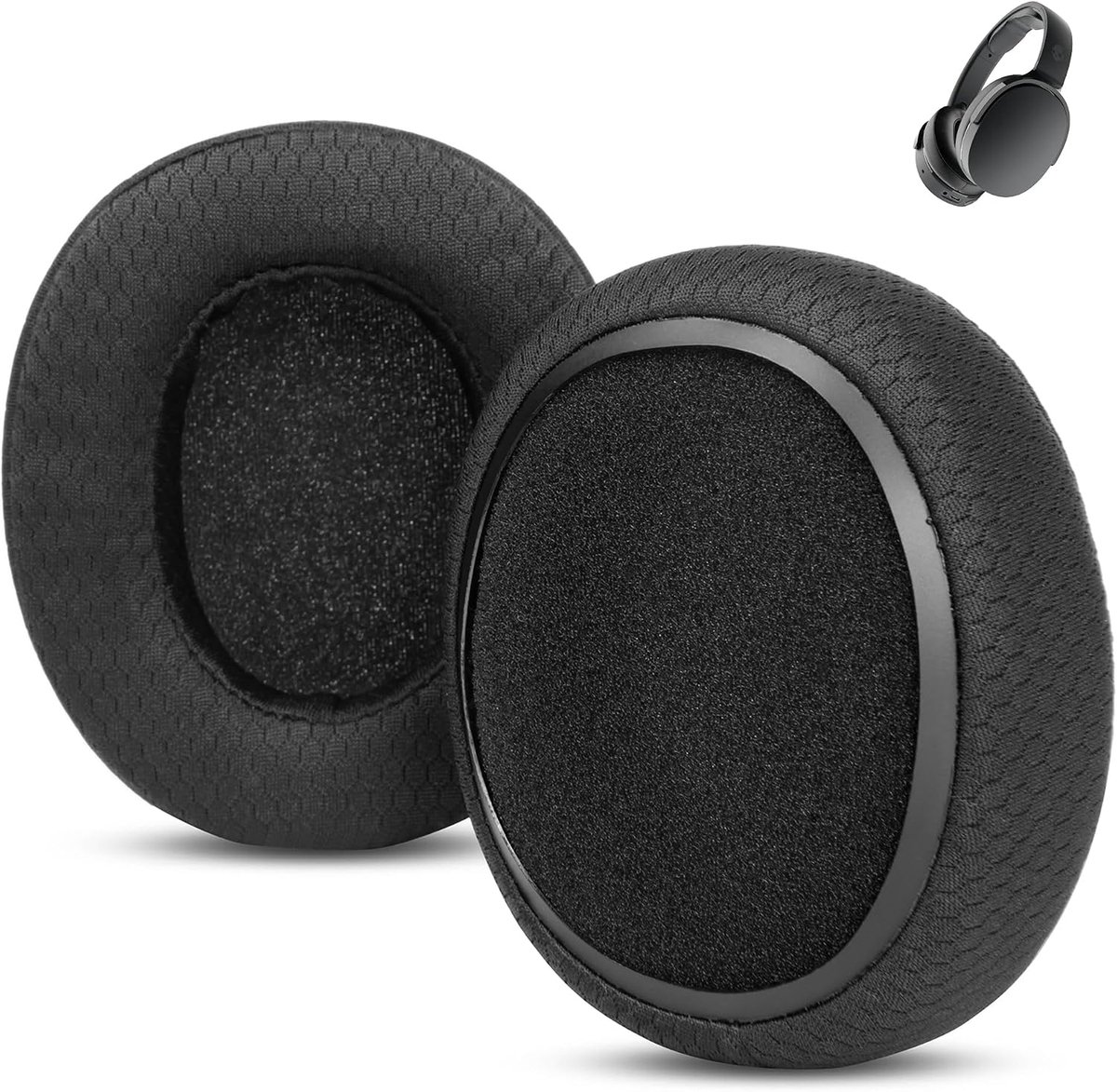 Vervangende Oorkussens voor Skullcandy Hesh 3 Wireless Koptelefoon, Memory Schuim met Ademend Mesh Materiaal, Zwart - ShopVlot