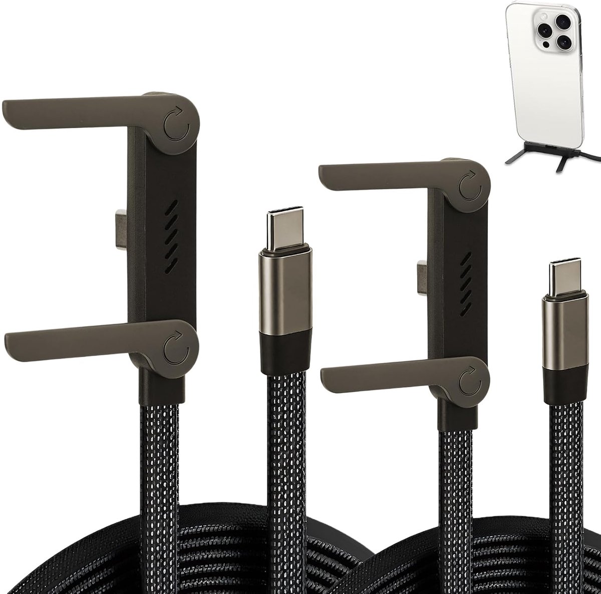 2pcs ładowarki USB-C do Type-C z niewidocznym uchwytem bocznym, cable do szybkiego ładowania 240 W z wbudowanym - ShopVlot
