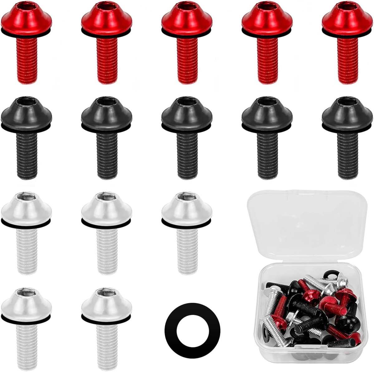 Motorcycle Cover Screws M5 x 16 mm Mounting Screws Aluminium Windscreen Bolts for Motorcycle Scooter Silver Black Red - ShopVlot