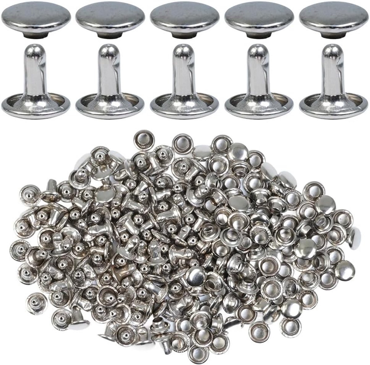 Selyse 100 Sets Double Cap Rivets 9mm Stainless Steel Leather Rivets Hollow Leather Rivets Metal Rivets for Bags - ShopVlot