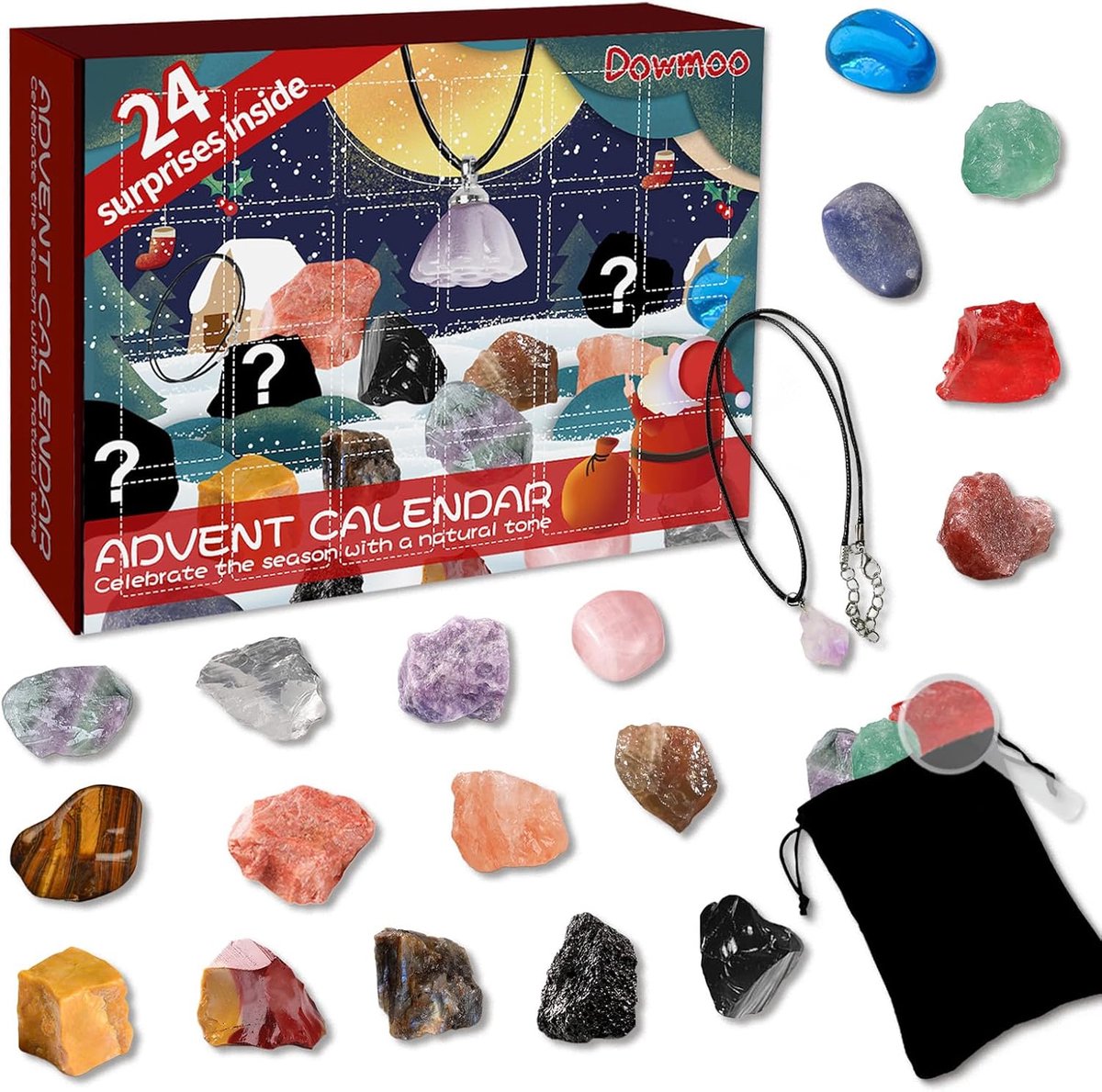 Advent Calendar with Gems, Advent Calendar for Children, with 24 Gemstones for Daily Opening - ShopVlot