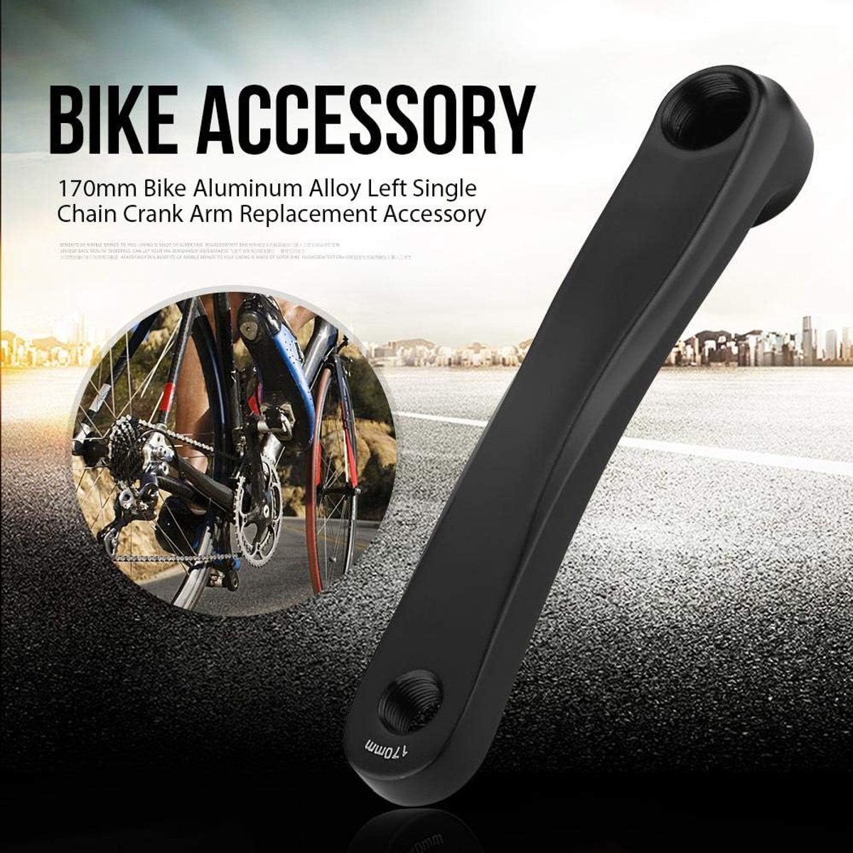 170mm Bicycle Aluminum Alloy Left Single Chain Crank Arm Replacement (Black Rhombic Hole) - ShopVlot