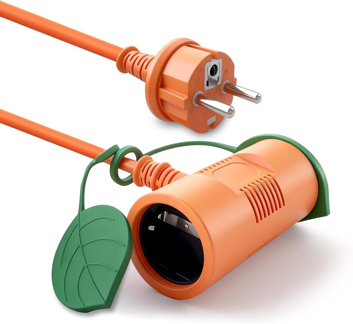 Outdoor Extension Cable 20m Orange IP44 Large Range with 2 Secure Schuko Sockets,Reinforced Frost-resistant Cable for - ShopVlot