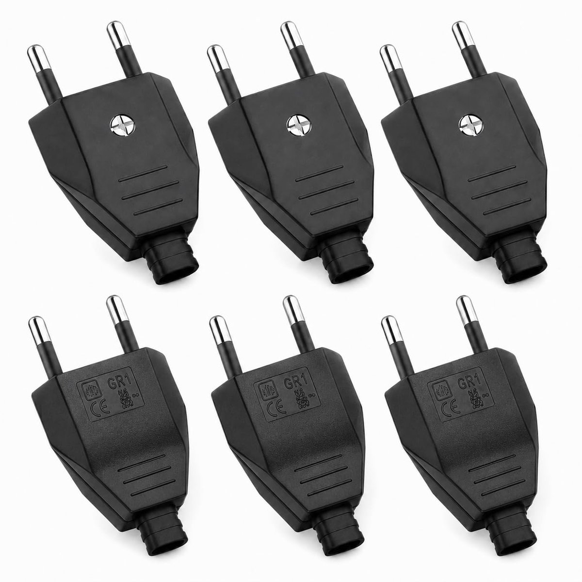 6 stuks Europese stekker, plat, 250 V, 2,5 A, compacte stekker voor vervanging van kabels, huishoudelijke apparaten - ShopVlot