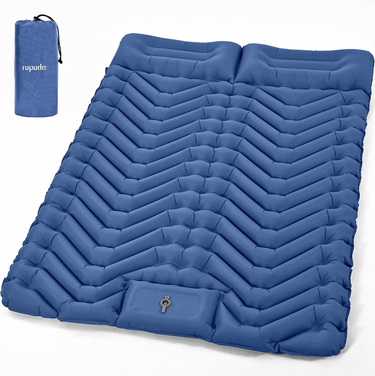 ROPODA Double Inflatable Camping Mattress, Ultralight Sleeping Mat for 2 Person with Built-in Foot Pump, Waterproof - ShopVlot