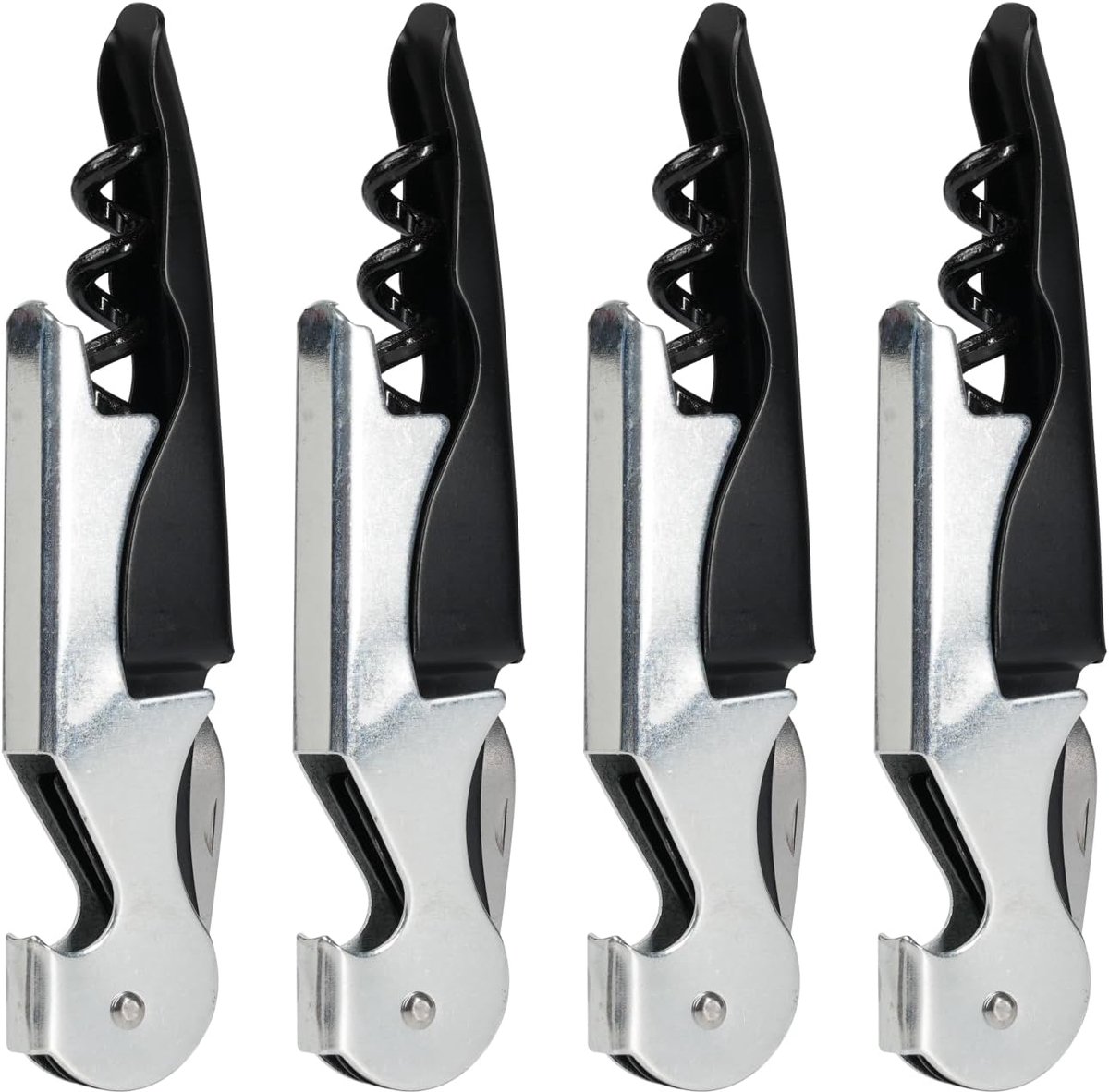 Waiter Knives Set of 4 3 in 1 Bottle Opener Stainless Steel Corkscrew Professional Corkscrew with Foil Cutter and - ShopVlot