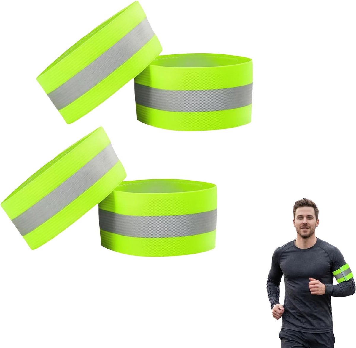 Reflecterende armbanden – reflecterende band fiets & lichtband joggen met 2 cm reflecterende strepen en 8 cm - ShopVlot
