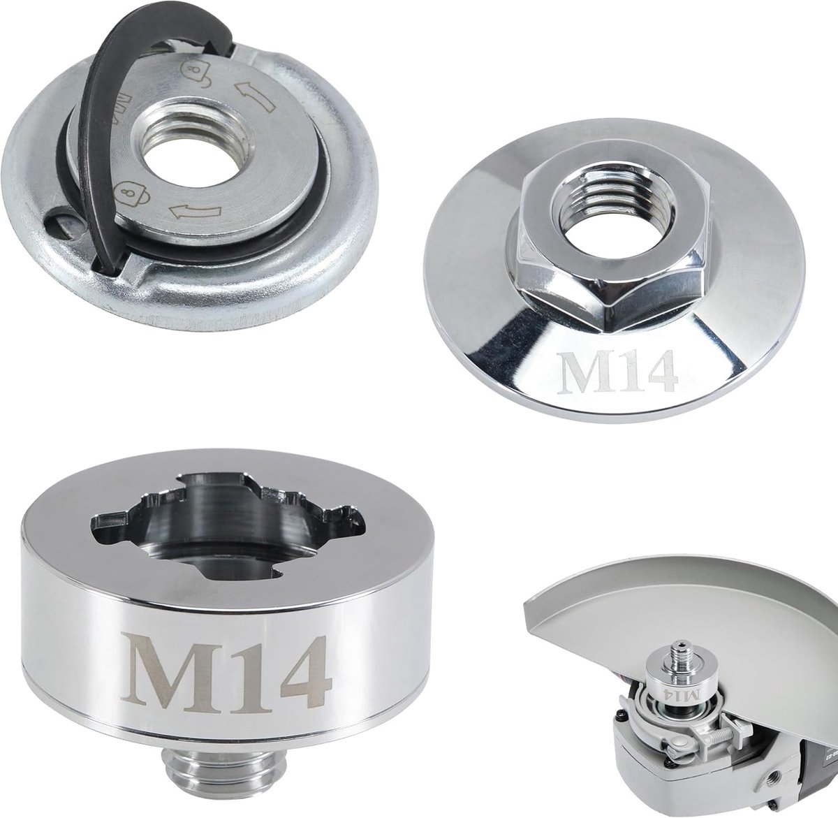 Pack of 3 X-LOCK Adapters to M14, Quick Release Nut M14 Angle Grinder, Modified Adapter with M14 Flange Lock Nut 45mm - ShopVlot