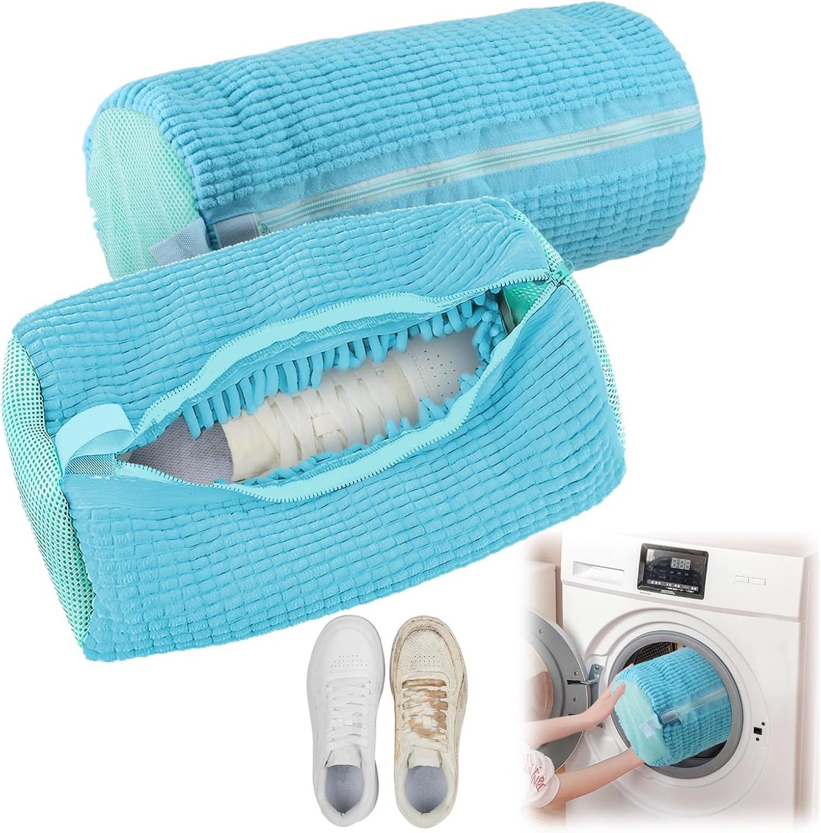 Shoe Wash Bag Washing Machine 2 Pieces Multifunctional Shoe Bag Washing Machine Reusable Sneakers Laundry Bag for All - ShopVlot