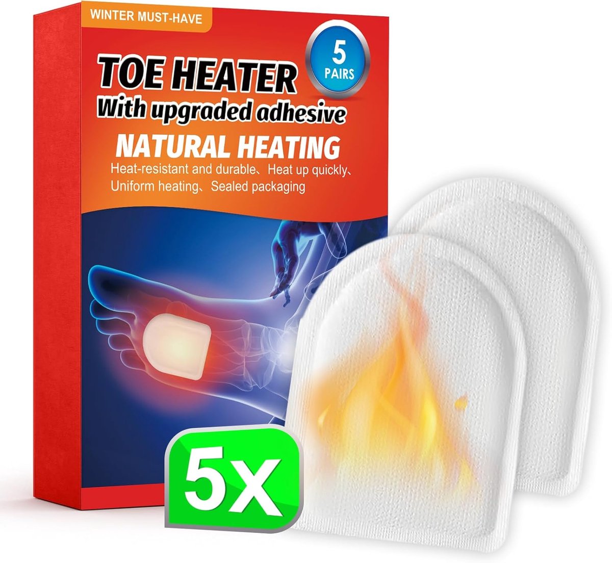 5 pairs foot warmers, self-adhesive foot warmers, heating soles, foot warmers and heating soles, 8 hours warm feet - ShopVlot