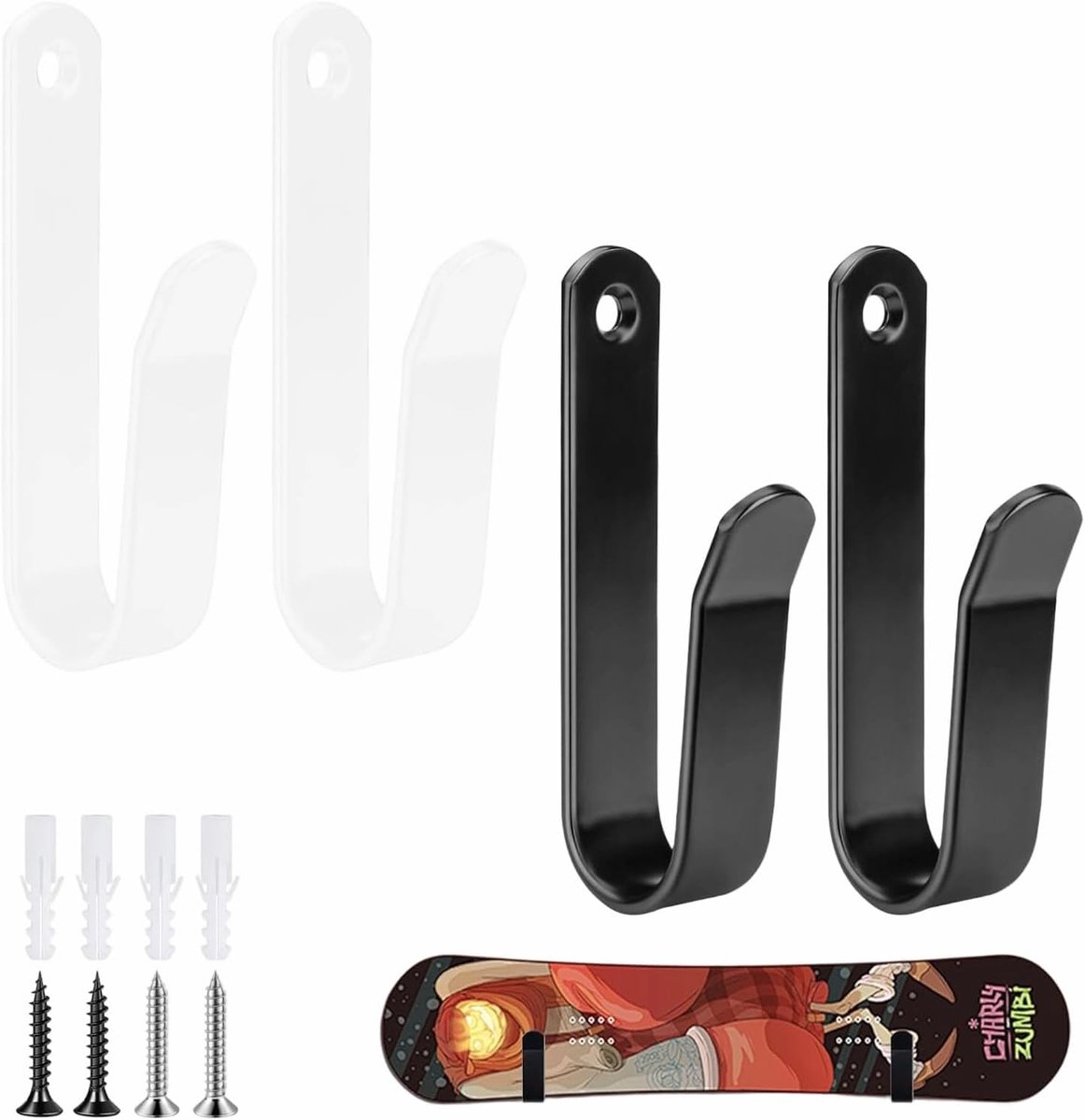 4 Pcs Snowboard Wall Mount Horizontal Snowboard Mount Wall with Screws Skateboard Wall Mount for Snowboard Skiboard - ShopVlot