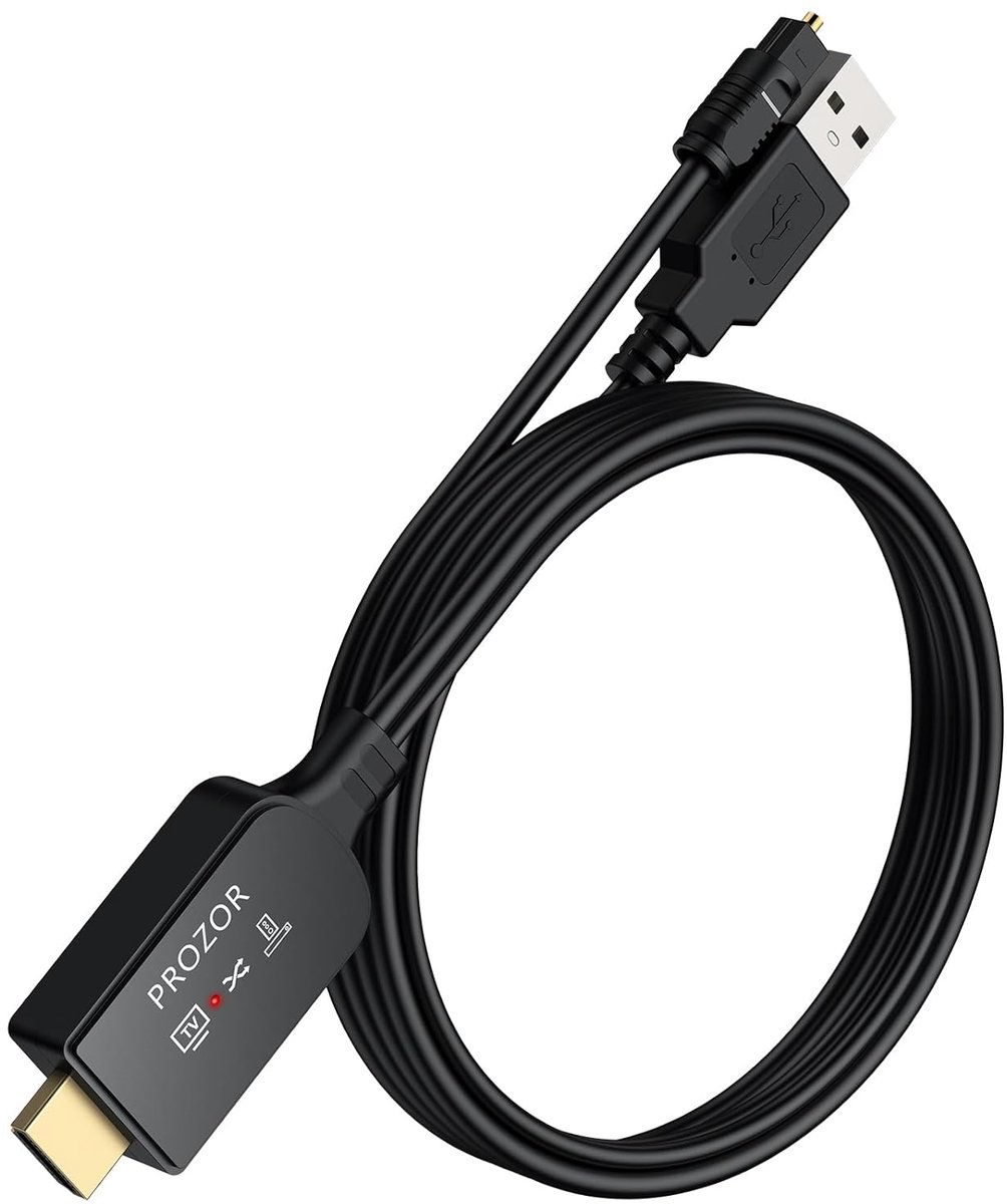 PROZOR Audio Adapter Cable eARC/ARC to Optical Converter TOSLINK (1.5m) Supports 192KHz/24bit, Dolby Digital 5.1, DTS - ShopVlot