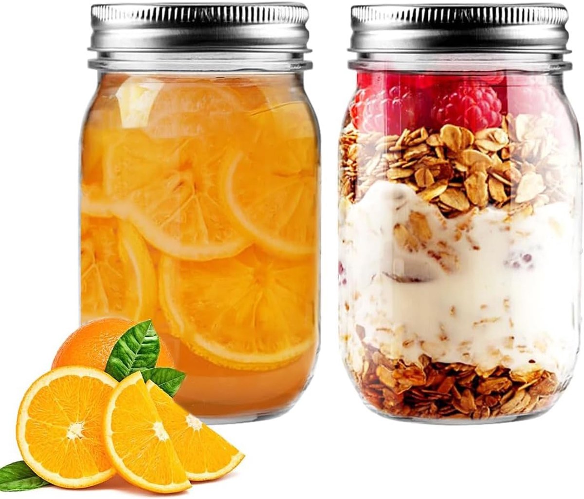 Glass Jars with Lids and Ties, Used for Canning, Pickling, Juice, Jams, Wedding Favors, 17 oz (Pack of 2) - ShopVlot