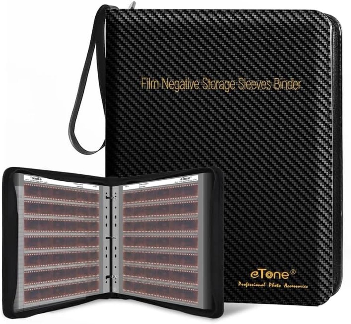 eTone Film Negative Storage Album, 33.3 x 18 x 5 cm, PU Leather, 50 Covers for 35mm Films, Black - ShopVlot