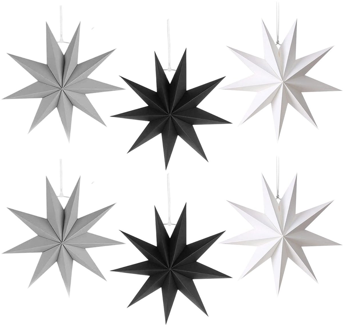 Solidchoice - Papieren Kerststerren, Set van 6 voor Feestelijke Decoratie