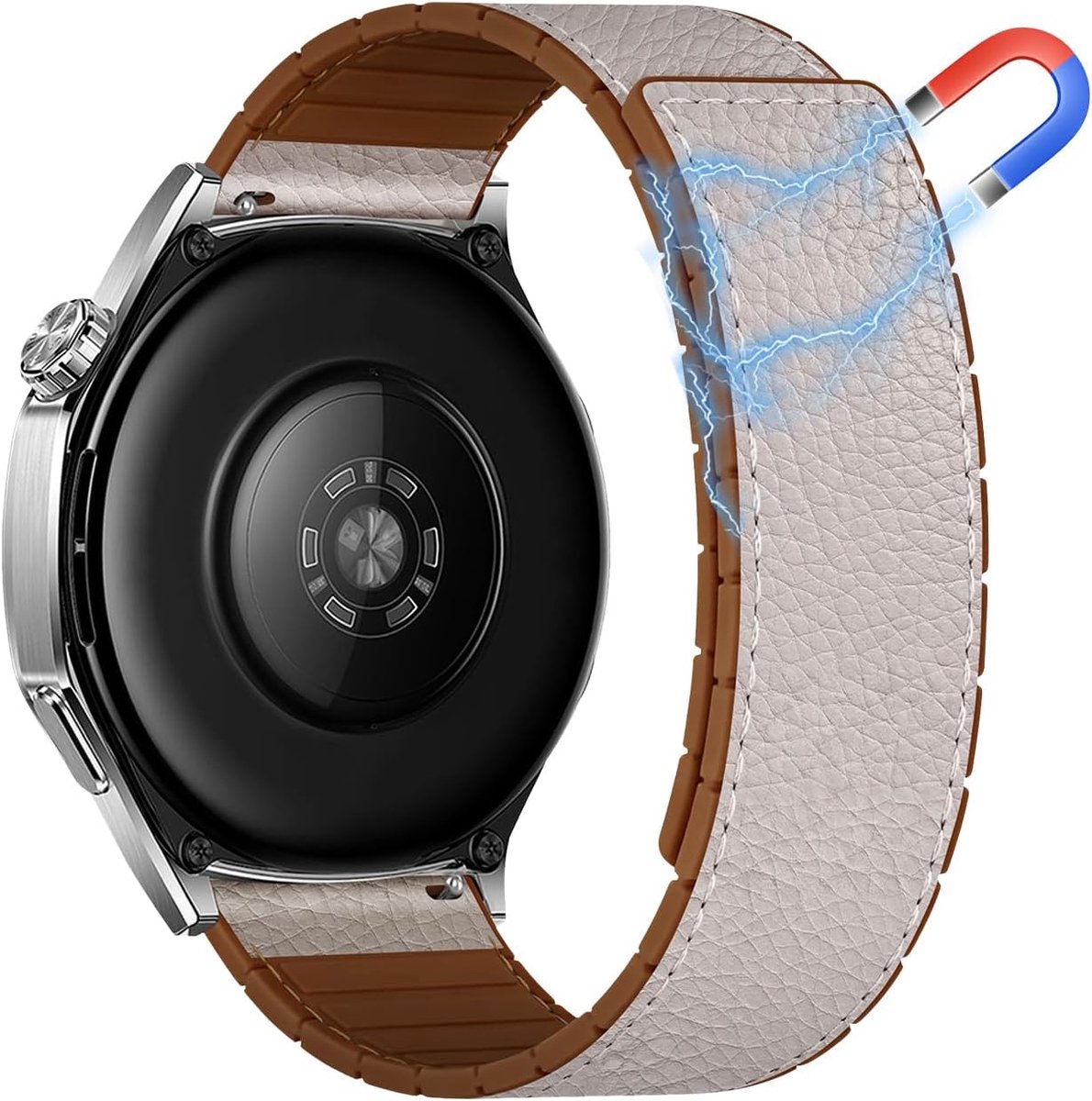 Watch Strap 20 mm 22 mm Leather and Silicone Replacement Bracelet with Magnetic Clasp - ShopVlot