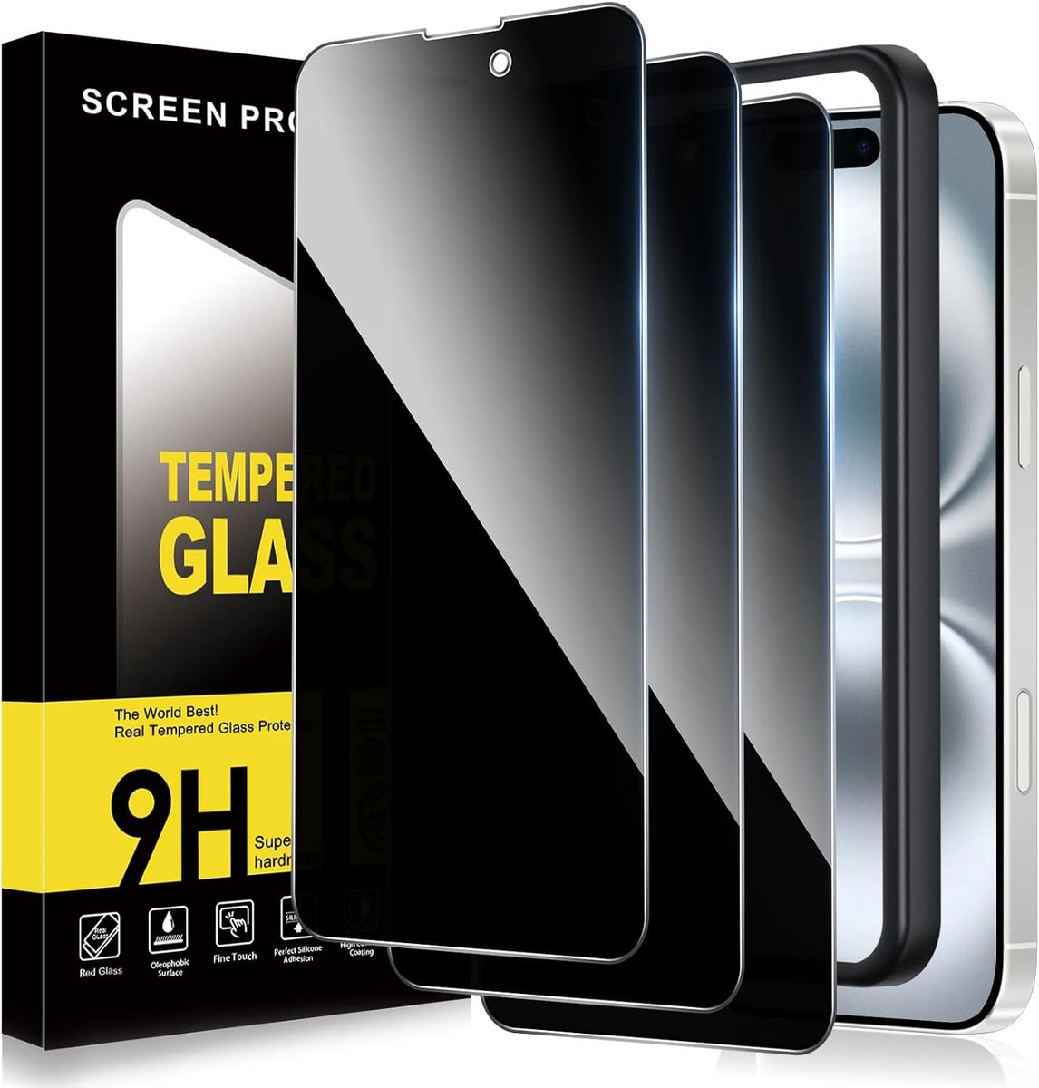 ZhuoFan Inkijkbescherming voor iPhone 16, pantserbescherming, glas, privacy-beschermfolie, displaybescherming - ShopVlot