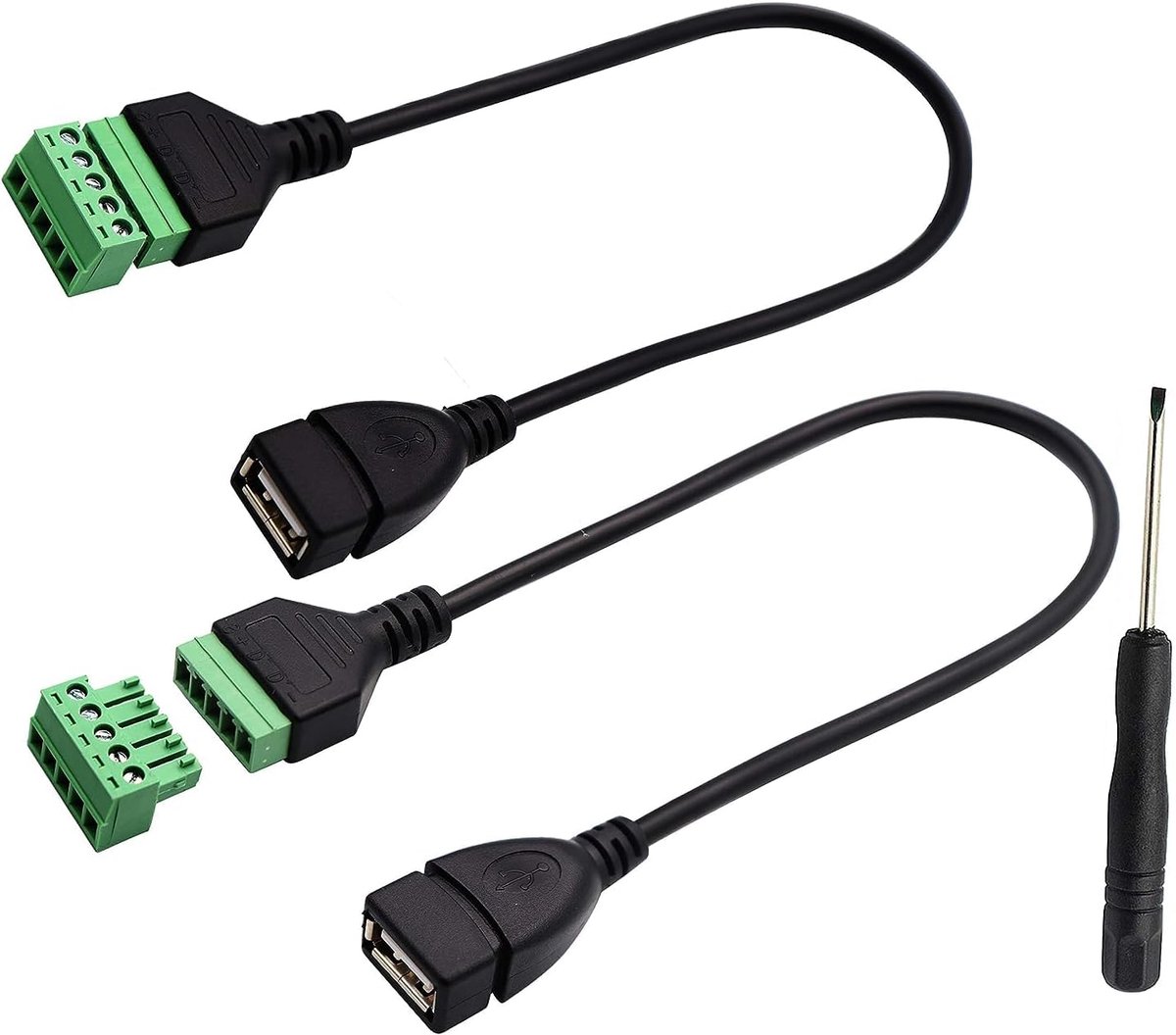 USB 2.0 A Screw Terminal Block Connector Cable USB 2.0 A Female Plug to 5 Pin/Way Female Bolt Screw with Shield - ShopVlot