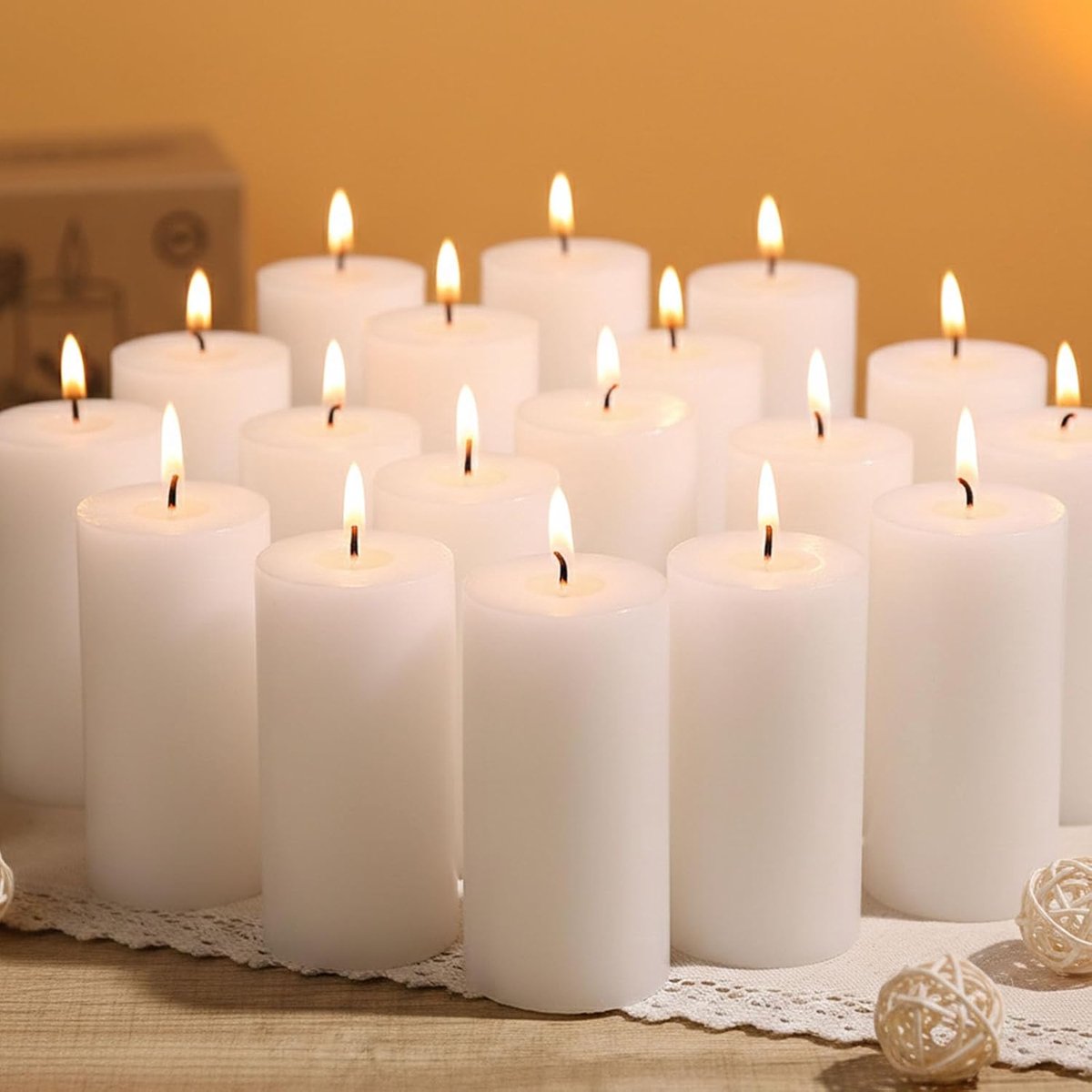 20pcs white pillar candles - ShopVlot