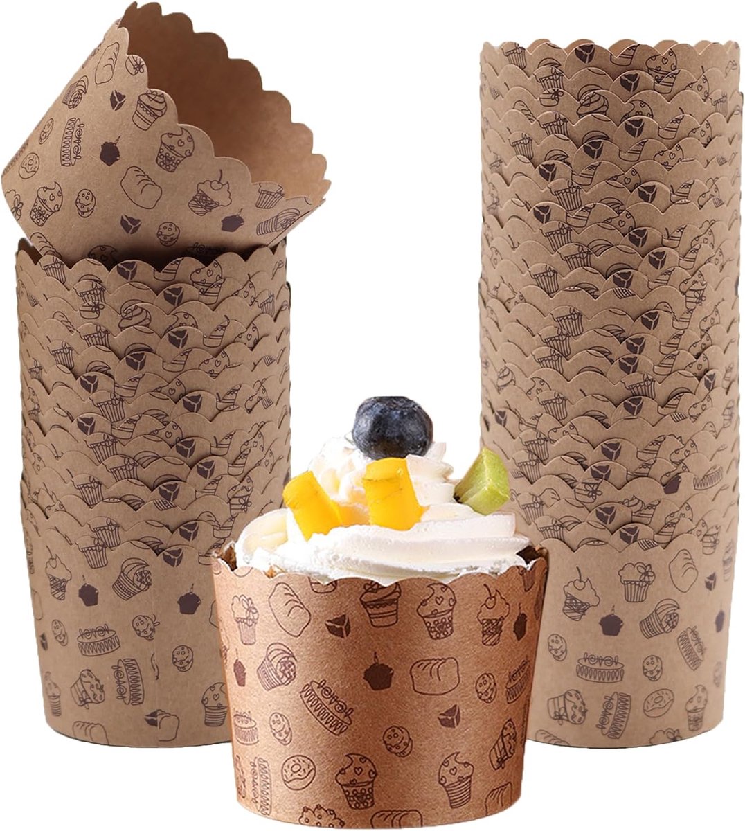 Muffin Moulds, Paper Muffin Moulds, Baking Moulds, Cupcake Moulds, 50 Pieces Cake Baskets for Cupcake Kraft Paper - ShopVlot