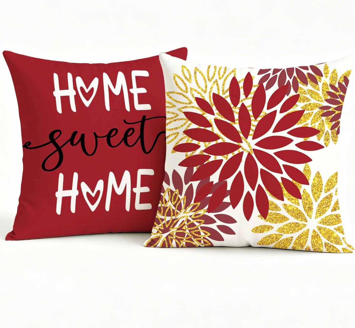 Kussenhoezen voor bank, 50 x 50 cm, dahlia, rood, bloemen, fluweel, zacht, hennep - ShopVlot
