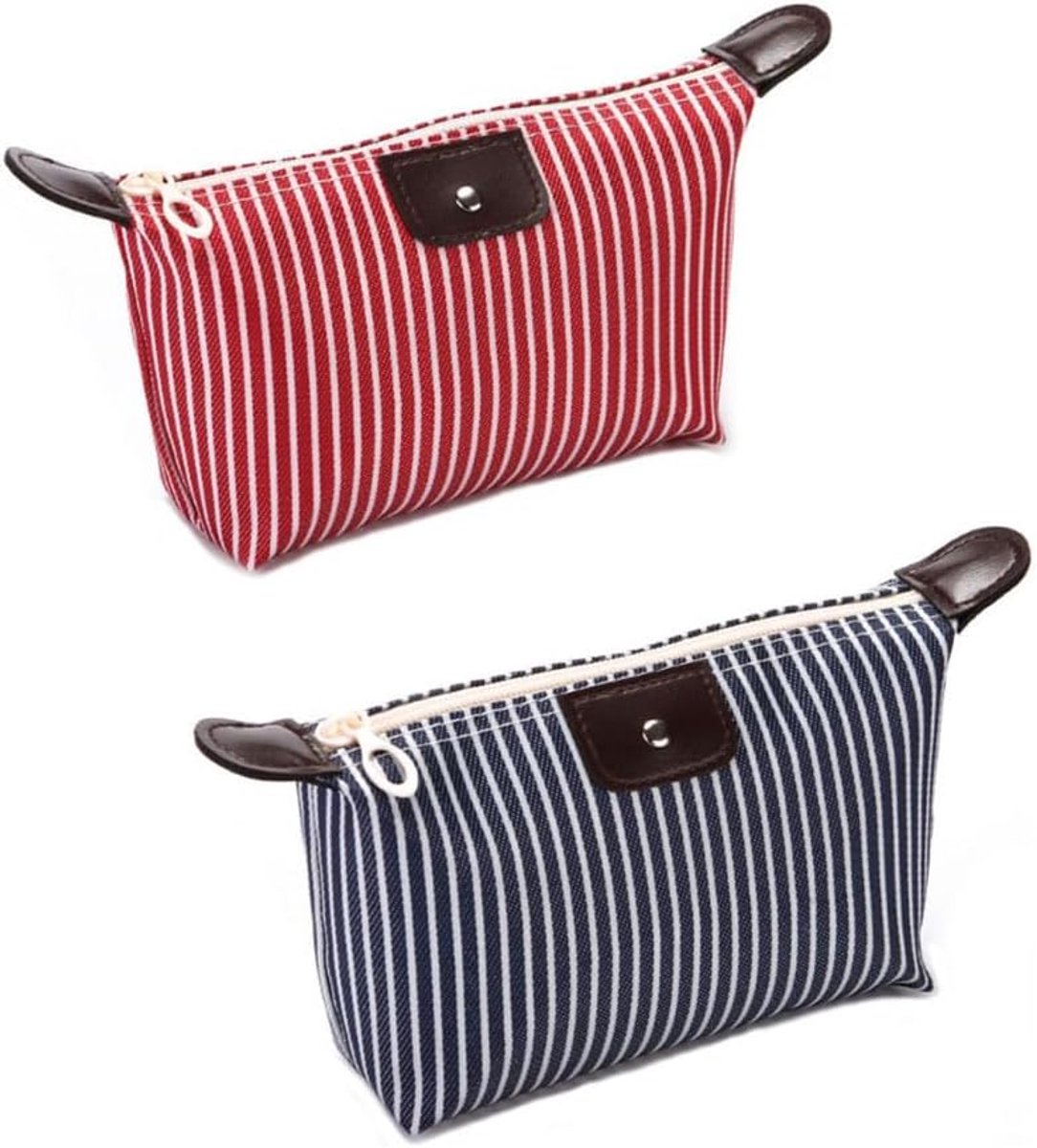 2Pcs Makeup Bag Mini with Zipper Cosmetic Bag for Women Small Toiletry Bag Waterproof Storage Bag for Travel Cosmetics - ShopVlot