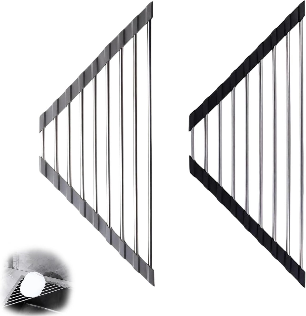 Driehoekig afdruiprek 2 artikelen, opvouwbare mat voor de wastafel in de keuken, 41 x 23,5 cm, afdruiprek met - ShopVlot