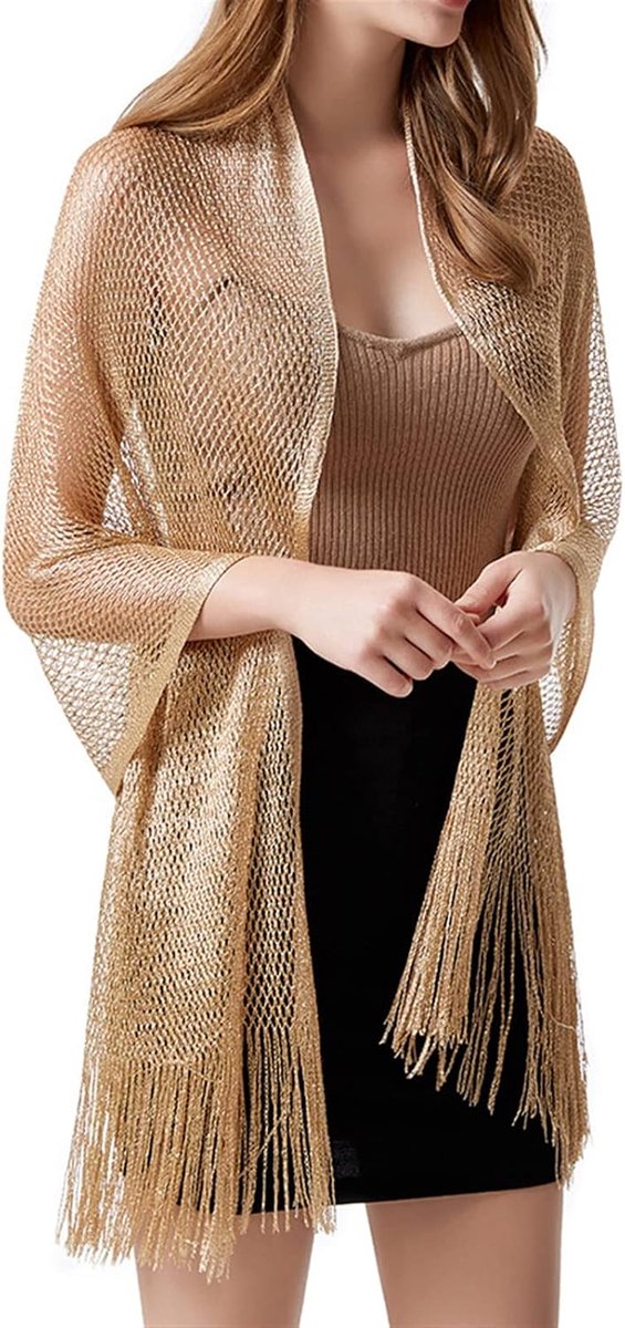 GIBZ Evening Scarves & Wraps for Dresses, Stoles and Wraps, Summer Mesh Cut-Out Tassel Headband for Sun and Wind - ShopVlot