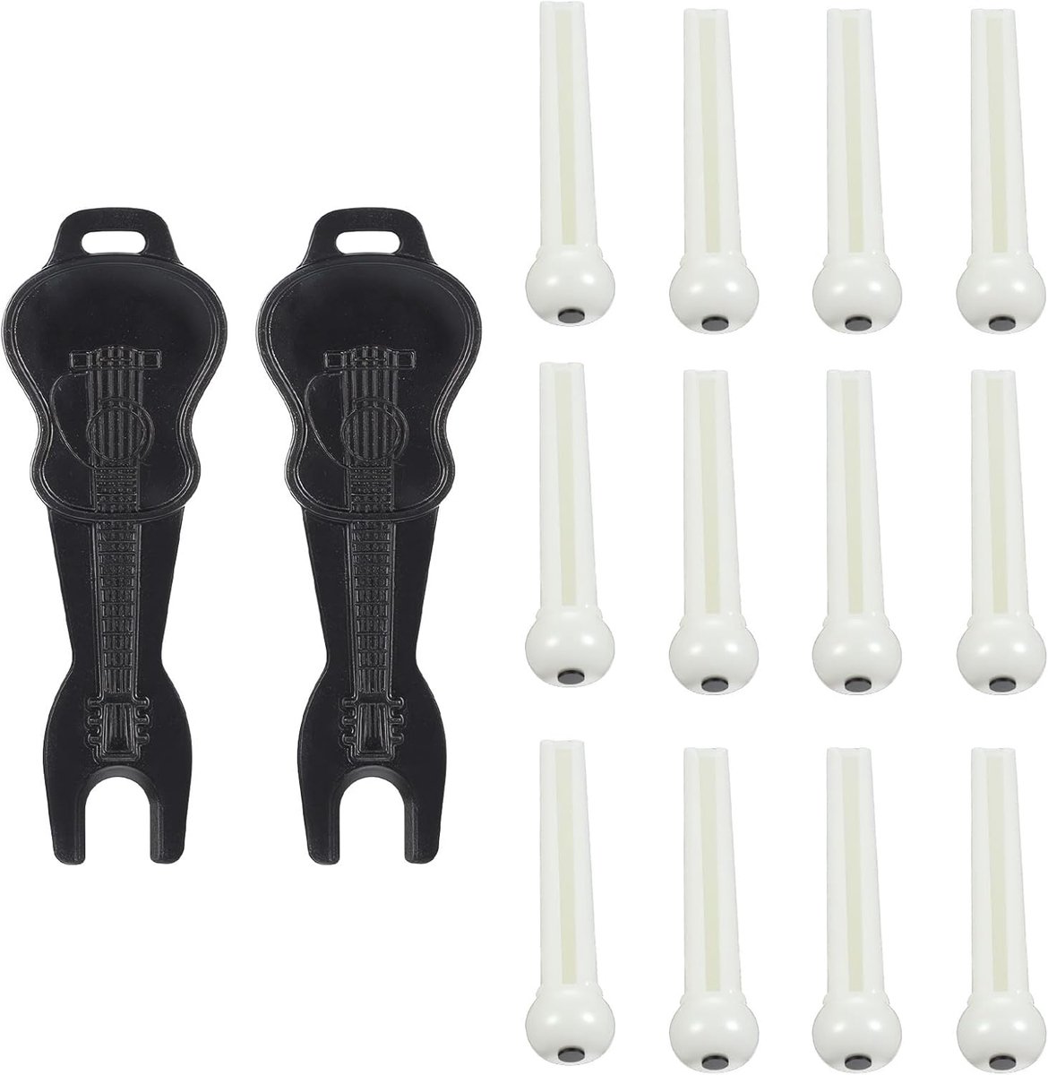 12 stuks gitaarbrugpennen brug kunststof gitaar brug met 2 stuks gitaartrekker remover extractor gereedschap zadelmoer - ShopVlot
