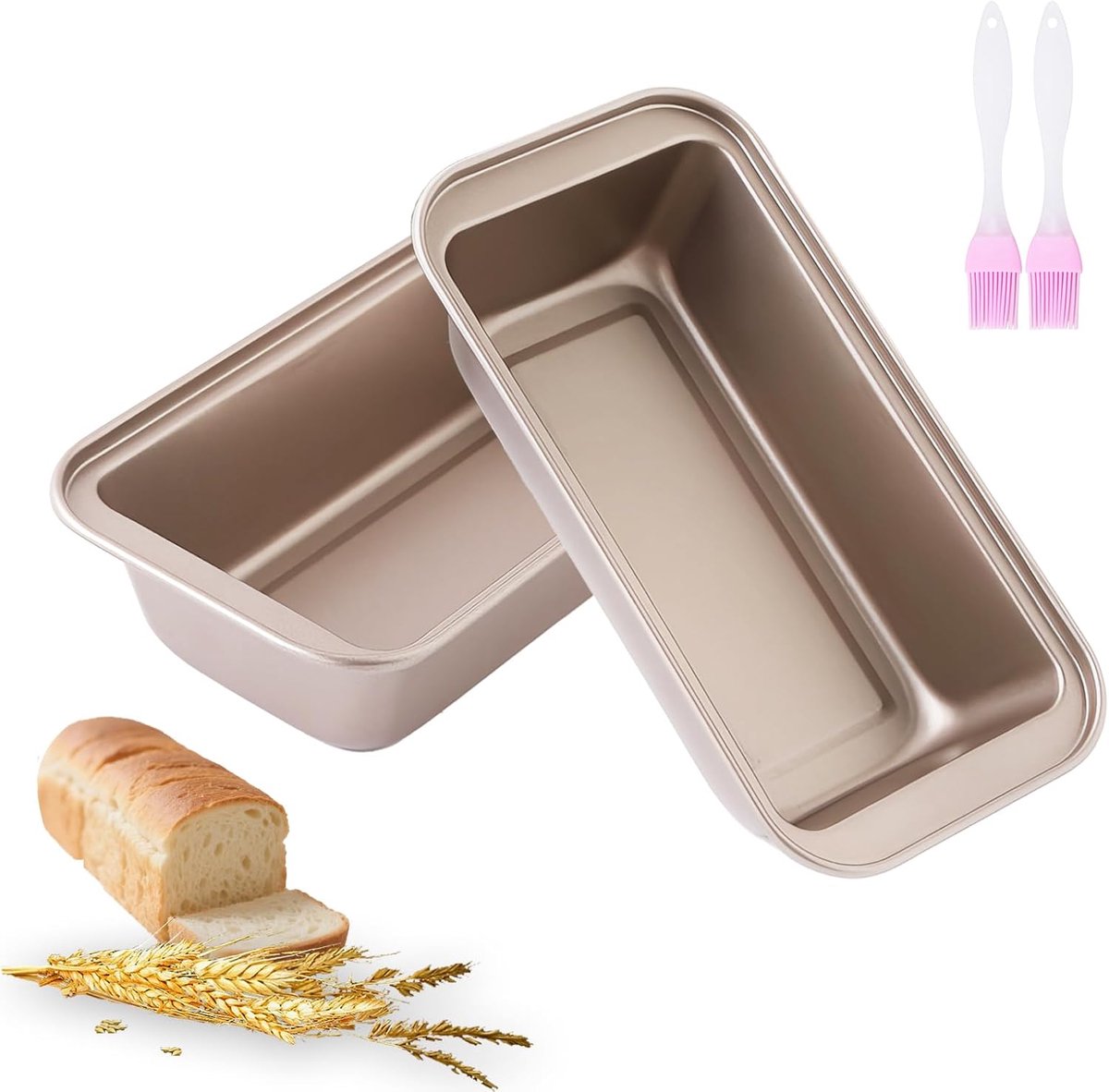 2-Piece Toast Bread Baking Mold Set – Gold Trapezoidal Bread Mold Made of Carbon Steel with Non-Stick Coating & 2 - ShopVlot