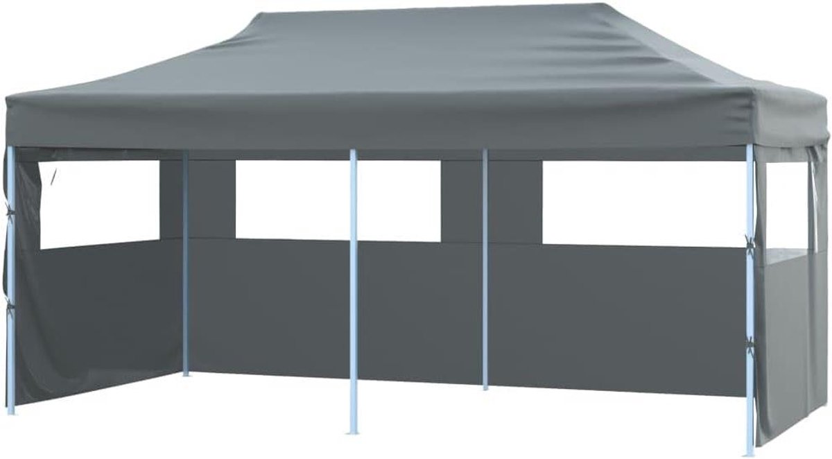 Partytent met Zijwanden - Feesttent Paviljoen - Buitenfeesten Organiseren - Inklapbaar Pop-up Ontwerp - 3x6 m - Antraciet