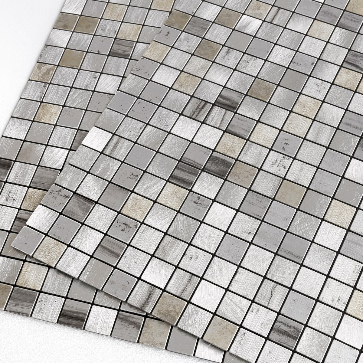 M MOFIT Mozaïek Peel and Stick Tegel Backsplash voor Keuken, Zelfklevende Wandtegels Metalen Panelen Klein Vierkant (5 - ShopVlot