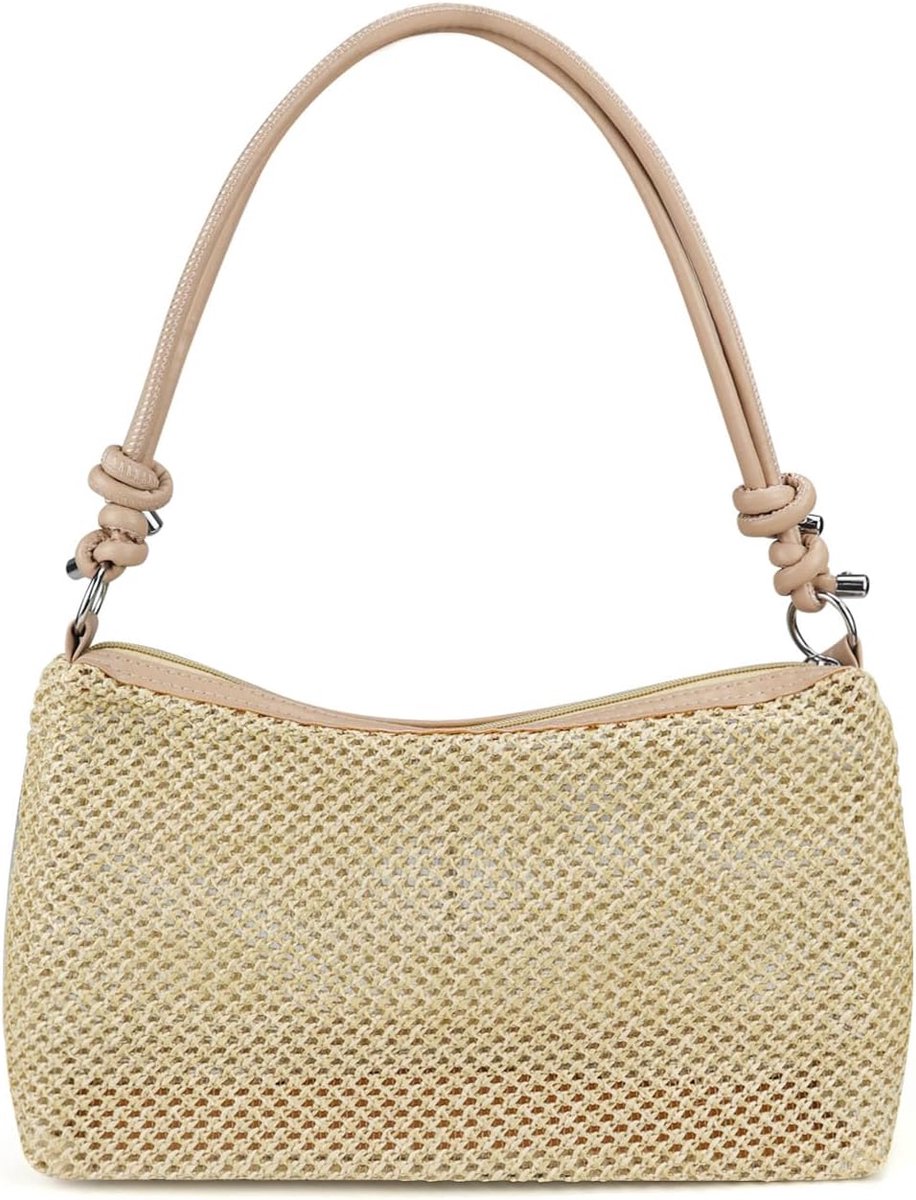 Summer Stro-schoudertas voor dames, opvouwbare schoudertas, geweven handtas, klein met verstelbare schouderriem - ShopVlot