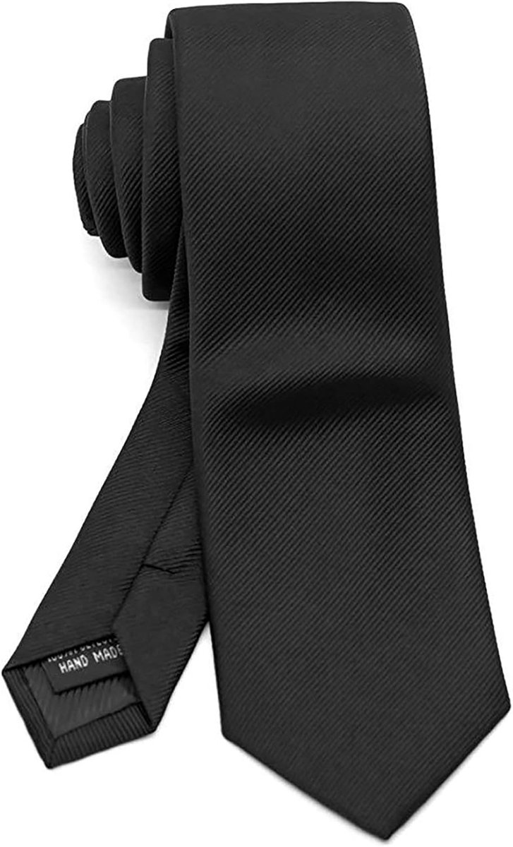 Men's Tie 6cm Classic Narrow Tie 100% Polyester Business Tie for Wedding & Office, Professional Solid Stripes Design - ShopVlot