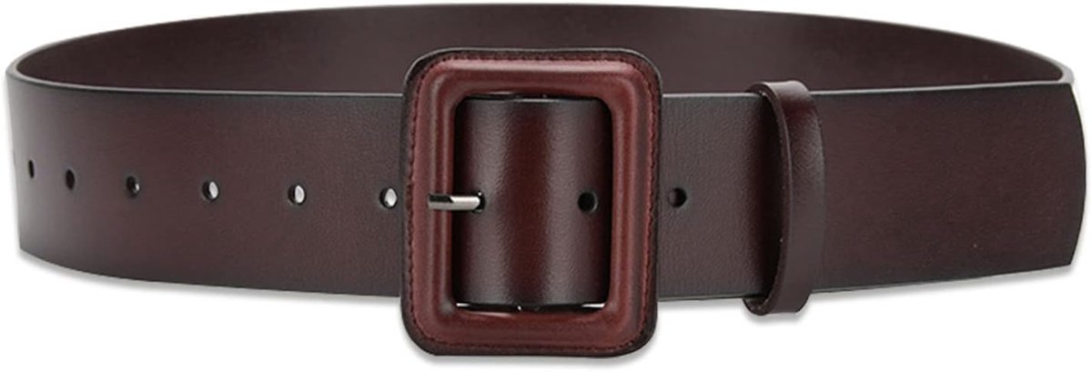 LumiSyne Women Wide Leather Belt Classic Solid Color Big Square Buckle Retro Cinch Belt High Waist Belt For Dress - ShopVlot