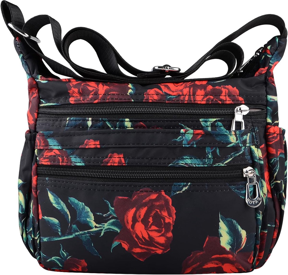 NOTAG Crossbody Bag for Women, Waterproof Nylon Shoulder Bag Wallet Casual Travel Multi-Pocket Messenger Bags, Black - ShopVlot