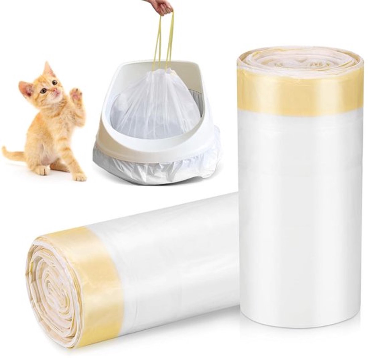40 Kattenbakliners - 79 x 45 cm - Grote Lekvrije Kattenbakzakken met Trekkoord - Scheurbestendige Kattenbakvulling voor Zware Dieren
