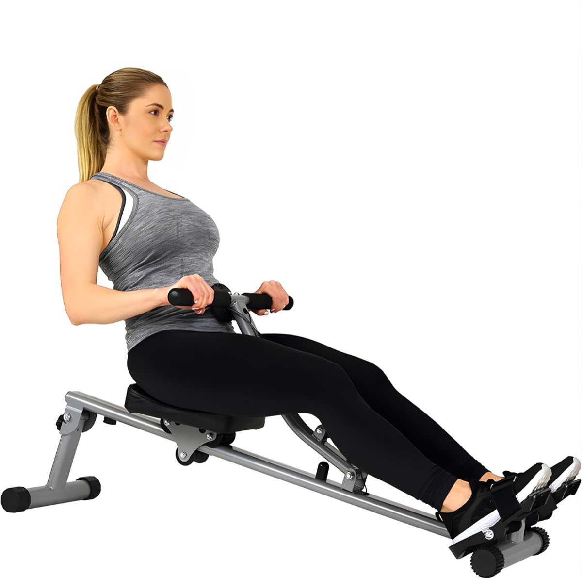 Ploutos® Buikspiertrainers - Roeiapparaat - Roeimachine - Roeitrainers - Grijs - 138cm x 51cm x 59cm